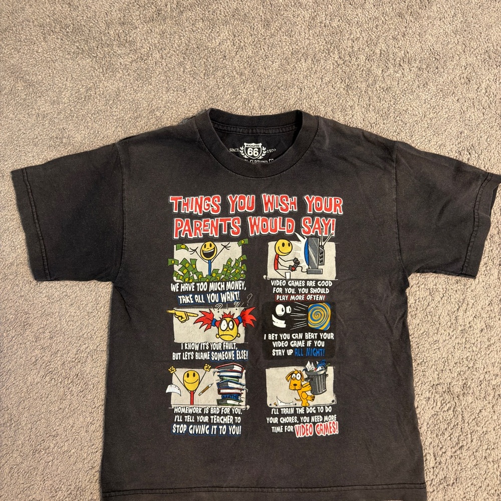 Black Graphic Kids T‑Shirt with Comic Print